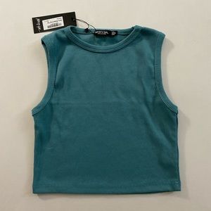 Nasty Gal Teal Heavy Ribbed Crop Top